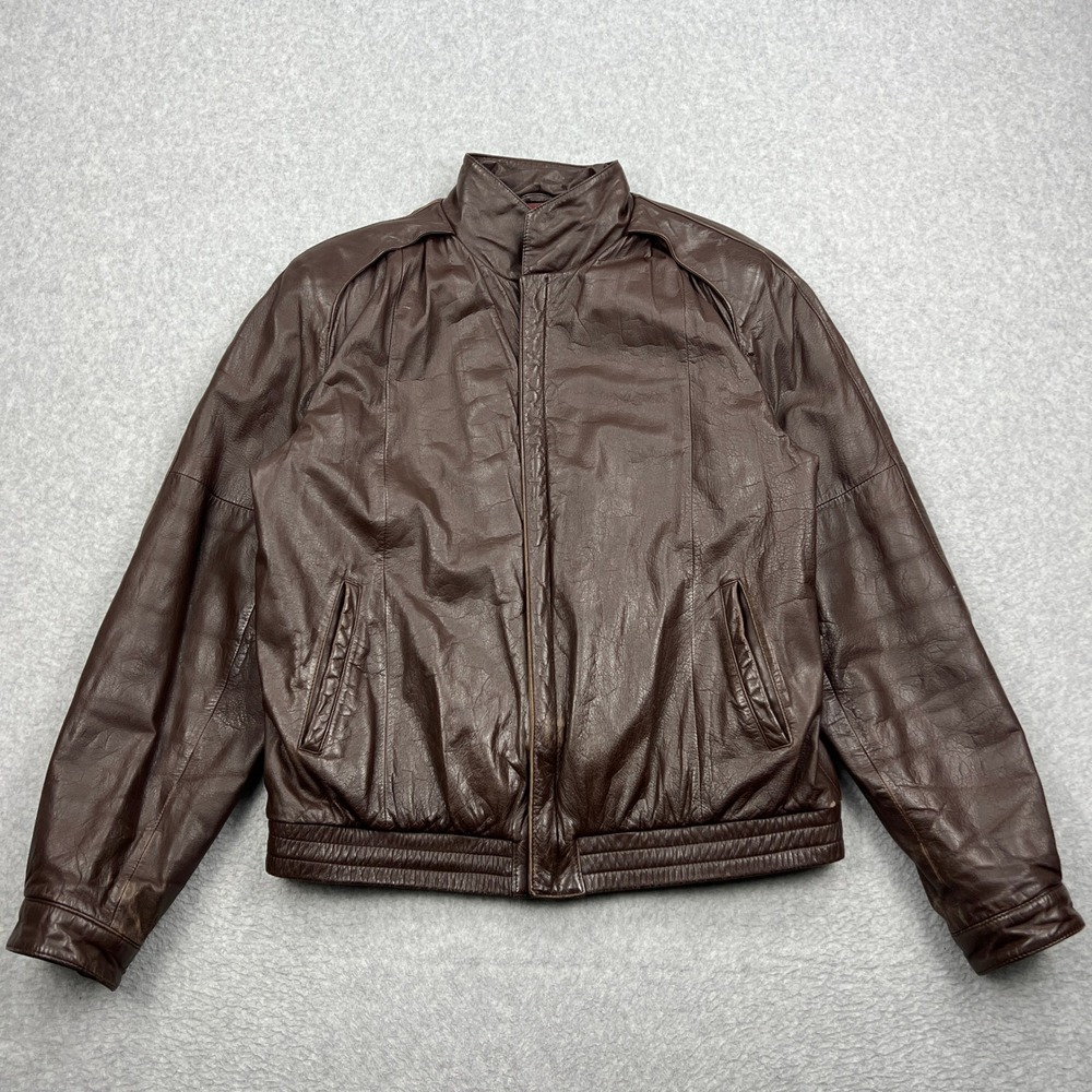 VTG Leather Bomber Jacket Mens 40 Brown Thinsulate Zip Up Summit Robert Comstock